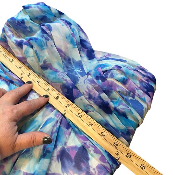 Handmade Floral Chiffon Strapless Maxi Dress Babydoll Pleated Feminine Festival - Picture 10 of 12